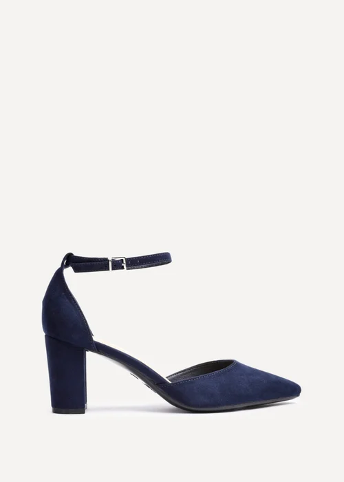 Linzi Leona Navy Faux Suede Closed Back Block Heeled Court Shoe - Size 4 Image 2