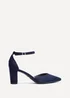 Linzi Leona Navy Faux Suede Closed Back Block Heeled Court Shoe - Size 4 Image 2