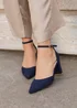 Linzi Leona Navy Faux Suede Closed Back Block Heeled Court Shoe - Size 4 Image 6