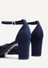 Linzi Leona Navy Faux Suede Closed Back Block Heeled Court Shoe - Size 4 Image 4
