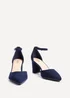 Linzi Leona Navy Faux Suede Closed Back Block Heeled Court Shoe - Size 4 Image 3
