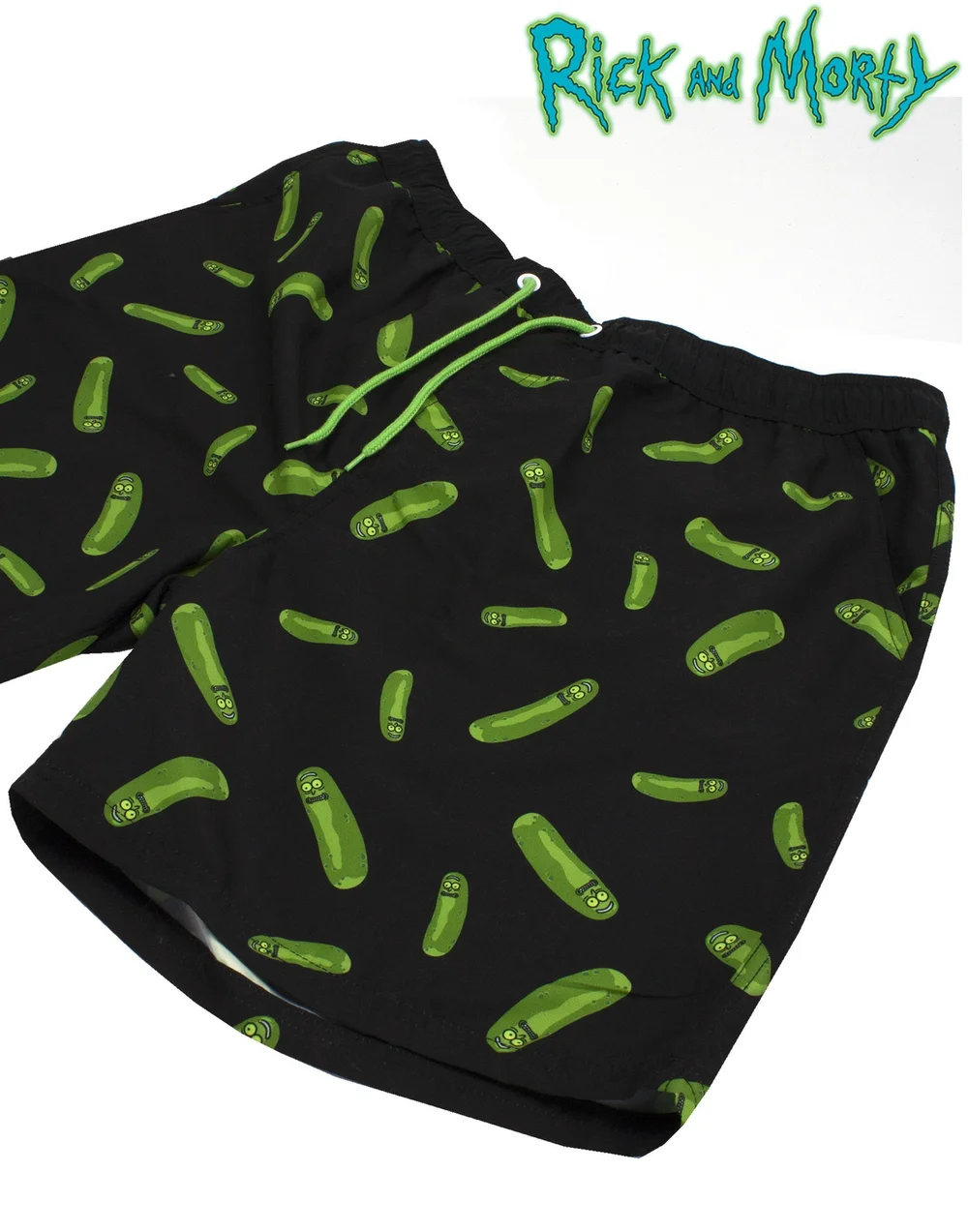 Rick & Morty Black Pickle Rick Swim Shorts - Medium Image 5