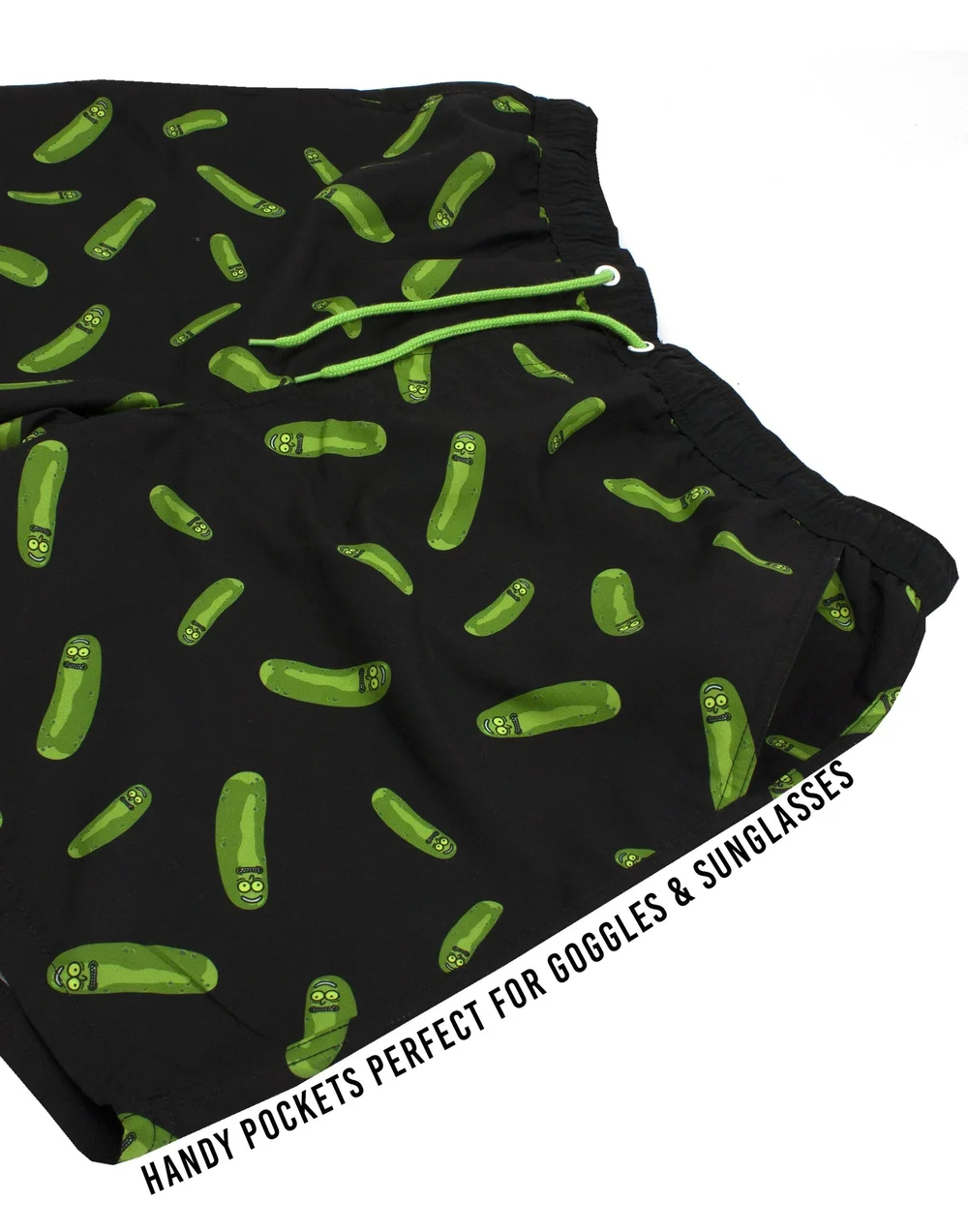 Rick & Morty Black Pickle Rick Swim Shorts - Medium Image 4