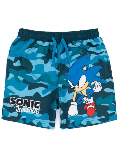 Sonic The Hedgehog Camo Kids Blue Swim Shorts (4-14 Years) - Age 13-14 Years Image 1