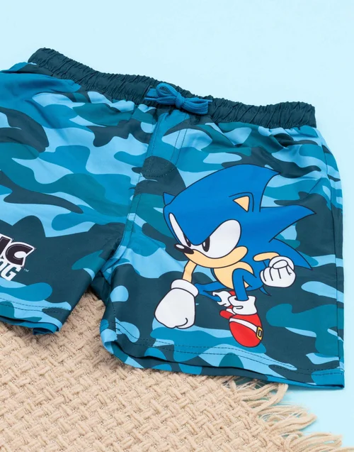 Sonic The Hedgehog Camo Kids Blue Swim Shorts (4-14 Years) - Age 13-14 Years Image 3