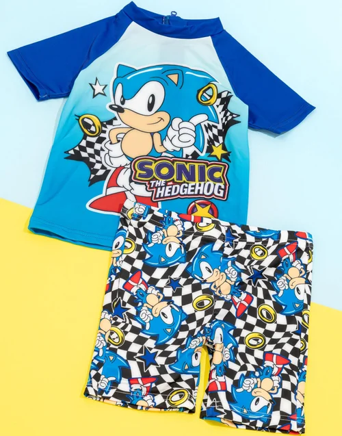 Sonic The Hedgehog Kids Blue 2 Piece Swim Set (3-10 Years) - Age 6-7 Years Image 2