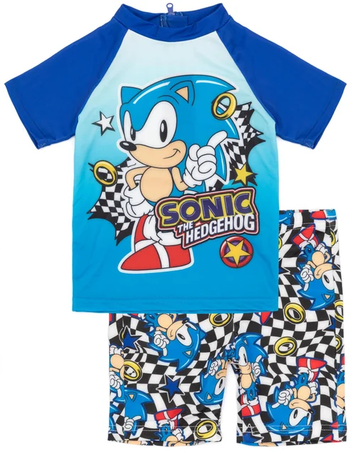 Sonic The Hedgehog Kids Blue 2 Piece Swim Set (3-10 Years) - Age 6-7 Years Image 1