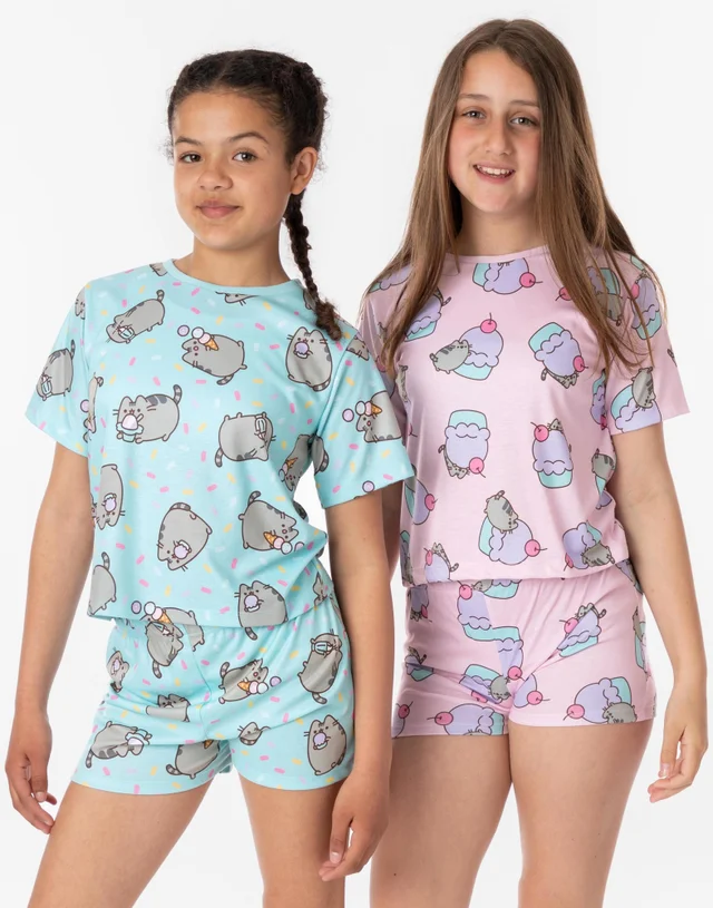 Vanilla Underground Pusheen Kids Shortie Multi Coloured Pyjamas 2 Pack (2-14 Years)