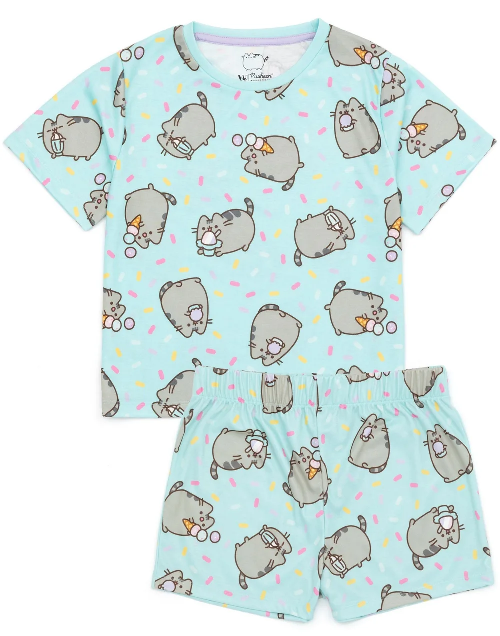 Vanilla Underground Pusheen Kids Shortie Multi Coloured Pyjamas 2 Pack (2-14 Years) - Age 11-12 Years Image 4