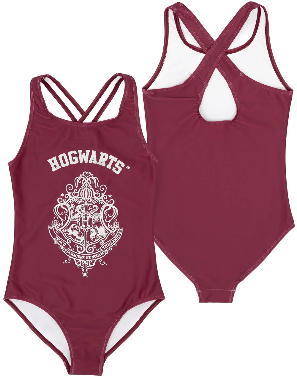 Harry Potter Hogwarts Kids Burgundy 1 Piece Swimsuit (5-14 Years) - Age 12-13 Years Image 1