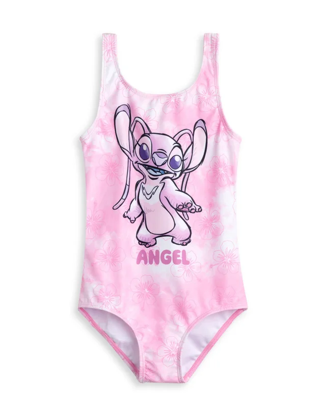 Vanilla Underground Disney Stitch Angel Kids Pink 1 Piece Swimsuit (5-14 Years)