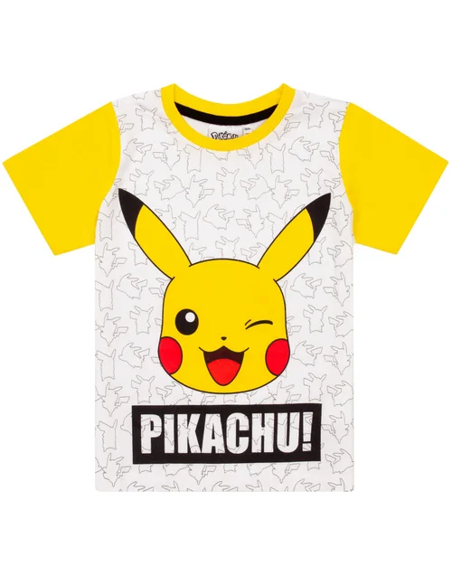 Vanilla Underground Pokemon Kids White Pikachu Shortie Pyjamas (3-12 Years) - Age 9-10 Years Image 5