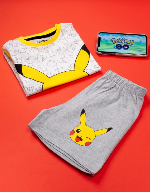 Vanilla Underground Pokemon Kids White Pikachu Shortie Pyjamas (3-12 Years)