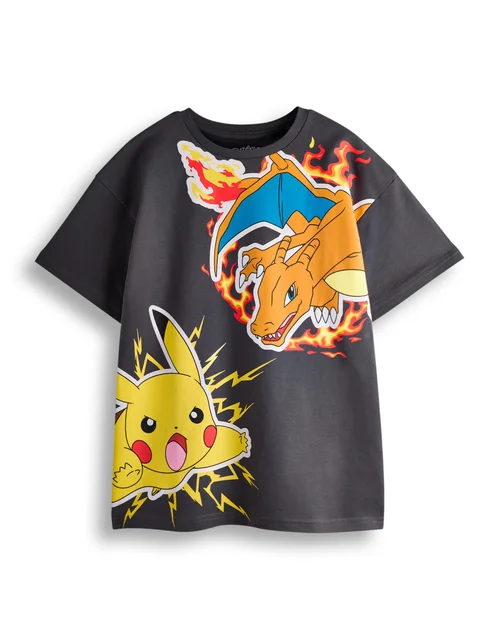 Pokemon Kids Black T-Shirt & Shorts Set (4-14 Years) - Age 7-8 Years Image 3