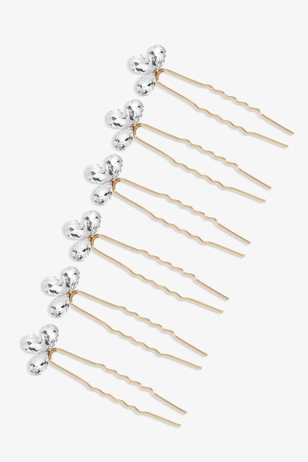 Jon Richard Gold Plated Crystal Leaf Hair Pins - One Size Image 1