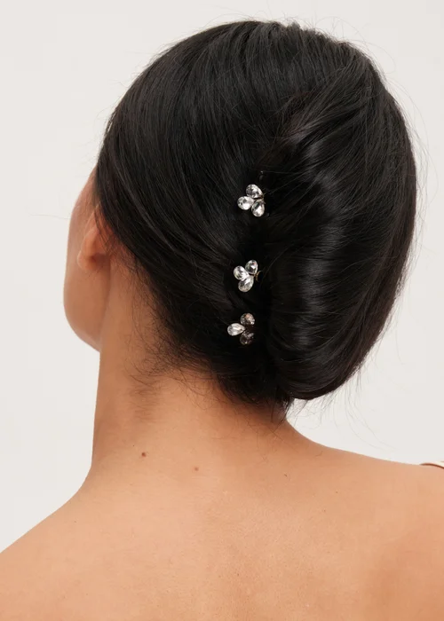 Jon Richard Gold Plated Crystal Leaf Hair Pins - One Size Image 3