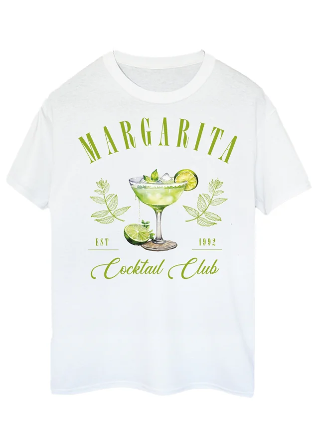 Spiral Galaxy Brands In Margarita Cocktail Club White Boyfriend Fit T-Shirt
