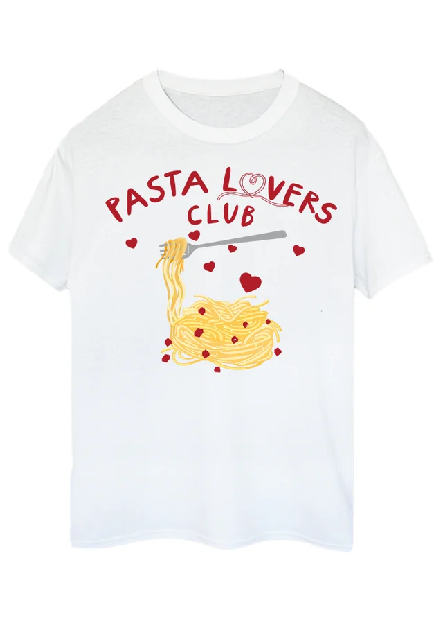 Spiral Galaxy Brands In Pasta Lovers Club White Boyfriend Fit T-Shirt