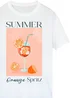 Spiral Galaxy Summer Orange Spritz White Boyfriend Fit T-Shirt - 5XL Image 2