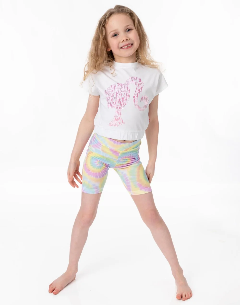 Vanilla Underground Barbie Kids Tie Dye T-Shirt & Shorts Set (3-10 Years) - Age 5-6 Years Image 1