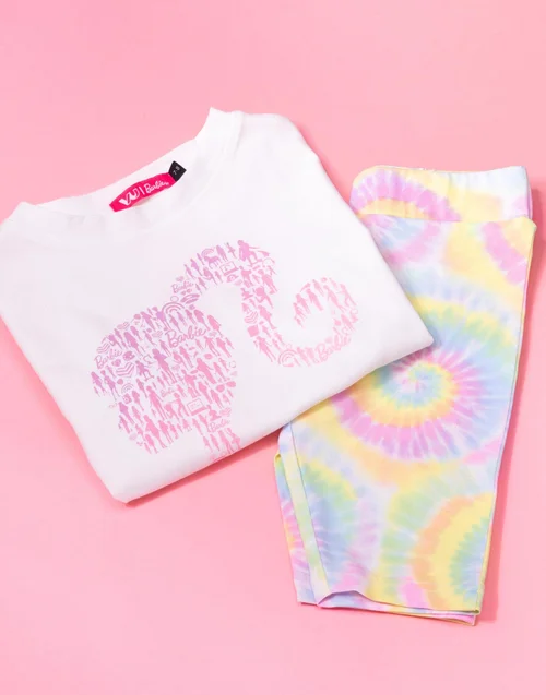 Vanilla Underground Barbie Kids Tie Dye T-Shirt & Shorts Set (3-10 Years) - Age 5-6 Years Image 3