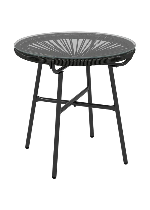 Outsunny Rattan Side Table with Tempered Glass Tabletop - One Size Image 2