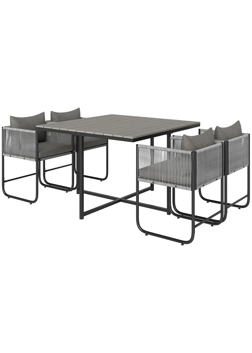 Outsunny Rattan Dining Set Rattan Cube Dining Sets with Spacesaving Design - One Size Image 2