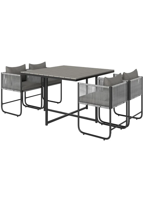 Outsunny Rattan Dining Set Rattan Cube Dining Sets with Spacesaving Design - One Size Image 2