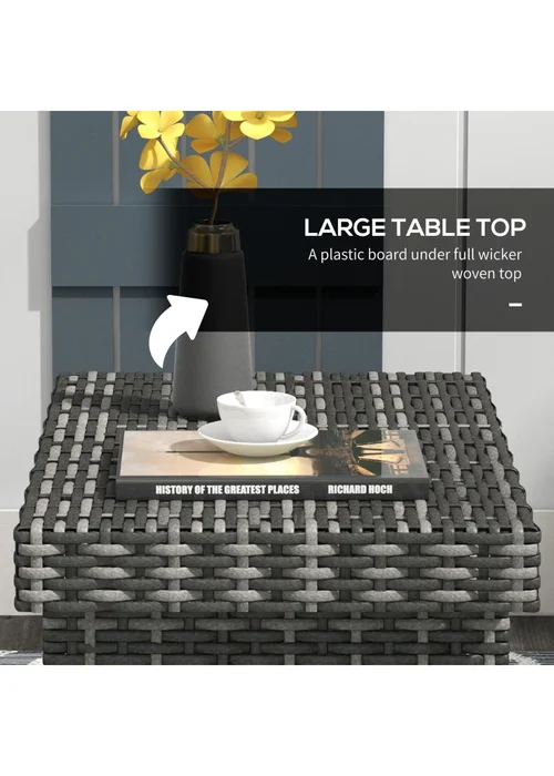 Outsunny Foldable Outdoor Coffee Table Steel Frame Rattan Side Table - One Size Image 4