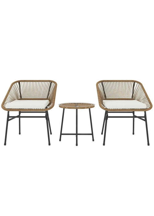 Outsunny Rattan Bistro Set Small Balcony Furniture with Cushion - One Size Image 2