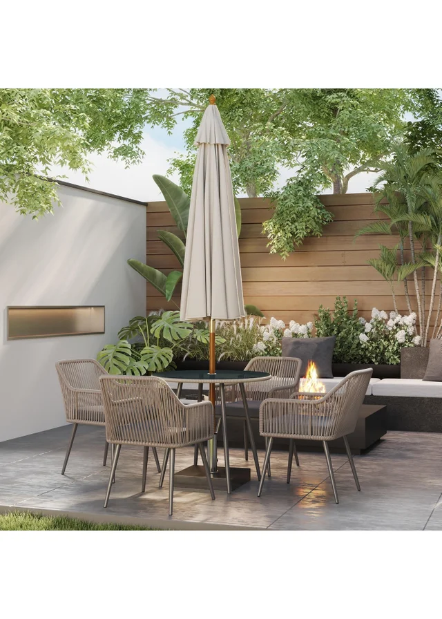 Outsunny Rattan Dining Set 4 Seater Rattan Garden Furniture Light Brown