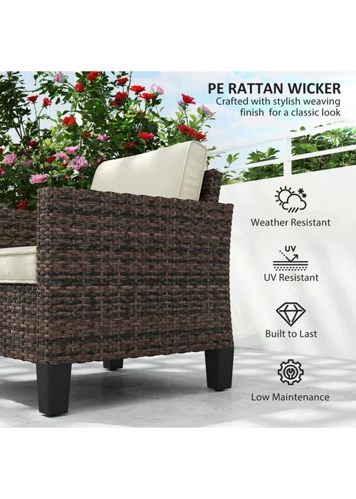 Outsunny Single Rattan Chair Garden Armchair with Cushions - One Size Image 4