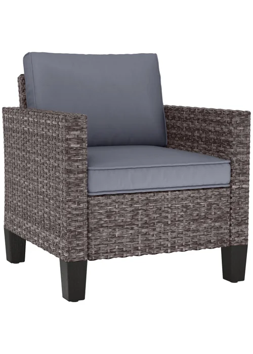 Outsunny Single Rattan Chair Garden Armchair with Cushions - One Size Image 2