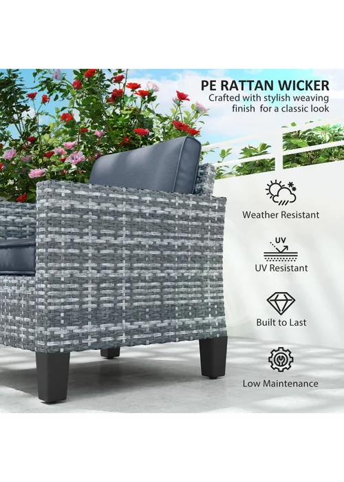Outsunny Single Rattan Chair Garden Armchair with Cushions - One Size Image 4