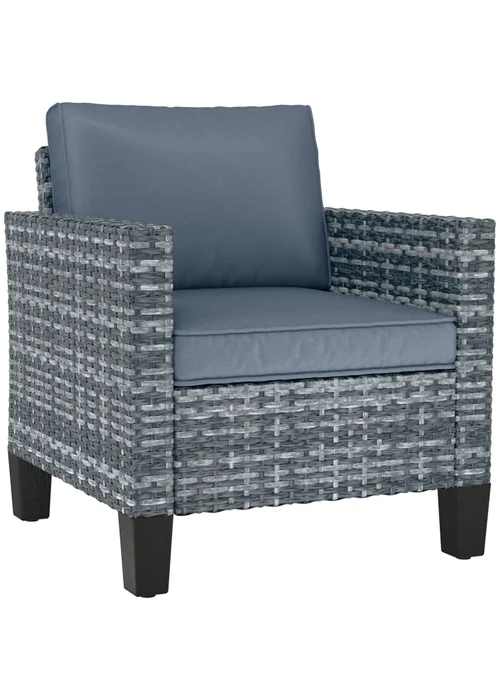 Outsunny Single Rattan Chair Garden Armchair with Cushions - One Size Image 2