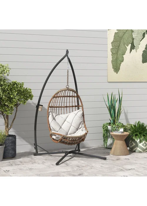 Outsunny Hammock Chair Stand Steel Frame Hammock Stand Only Black - One Size Image 1