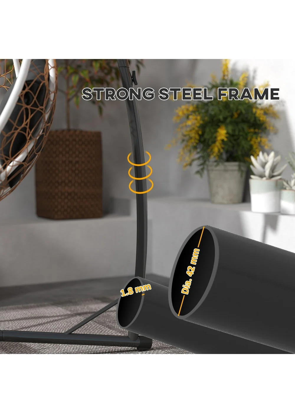 Outsunny Hammock Chair Stand Steel Frame Hammock Stand Only Black - One Size Image 5