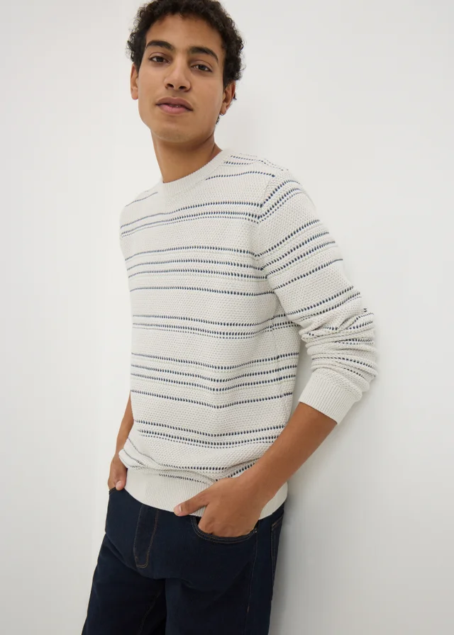 Cream Striped Knit Jumper