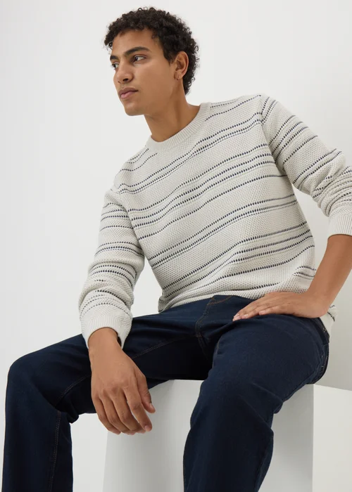 Cream Striped Knit Jumper - Extra Large Image 2