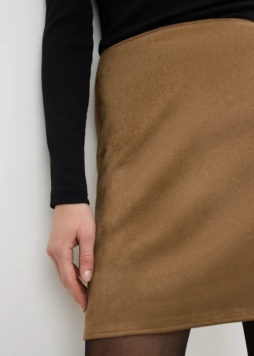 Tan Faux Suede Mini Skirt - Size 22 Image 2