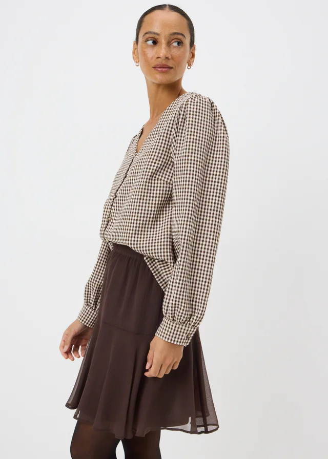 Brown Gingham Collared Shirt