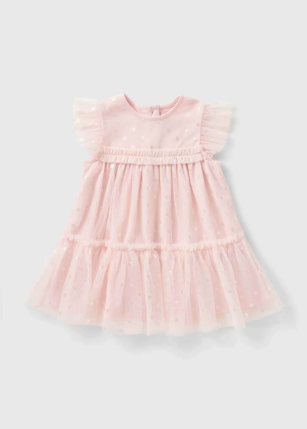 Baby Pink Spot Foil Mesh Dress (Newborn-23mths) - Up to 1 Month Image 1