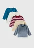 5 Pack Boys Multicolour Winter Stripe Tops (1-7yrs) - Age 3 - 4 Years Image 1