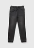 Boys Black Denim Jogger Jeans (7-15yrs) - Age 7 Years Image 1