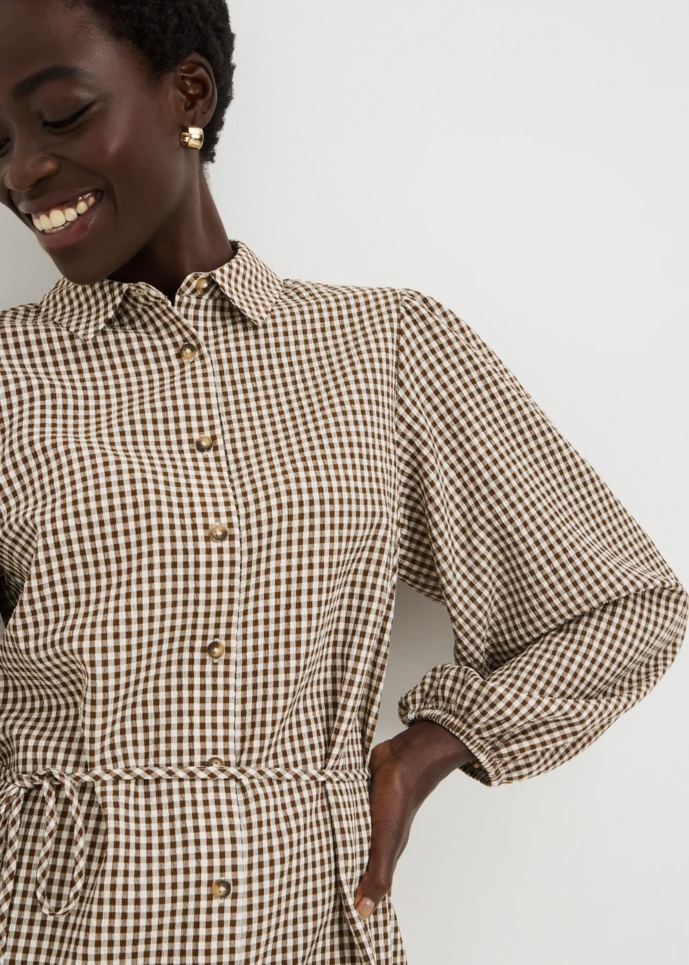 Chocolate Gingham Collar Dress - 18 Image 2
