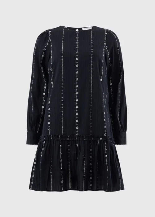 Black Dobby Tiered Mini Dress - 8 Image 4