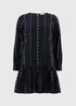 Black Dobby Tiered Mini Dress - 8 Image 4
