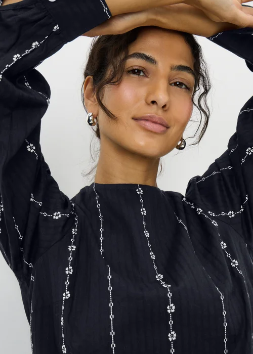 Black Dobby Tiered Mini Dress - 8 Image 2