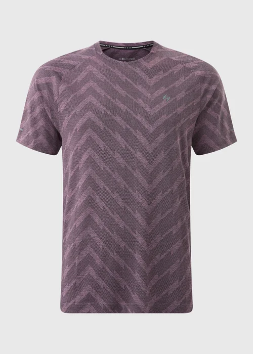 Souluxe Burgundy Jacquard Chevron T-Shirt - Small Image 3