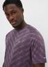 Souluxe Burgundy Jacquard Chevron T-Shirt - Small Image 1